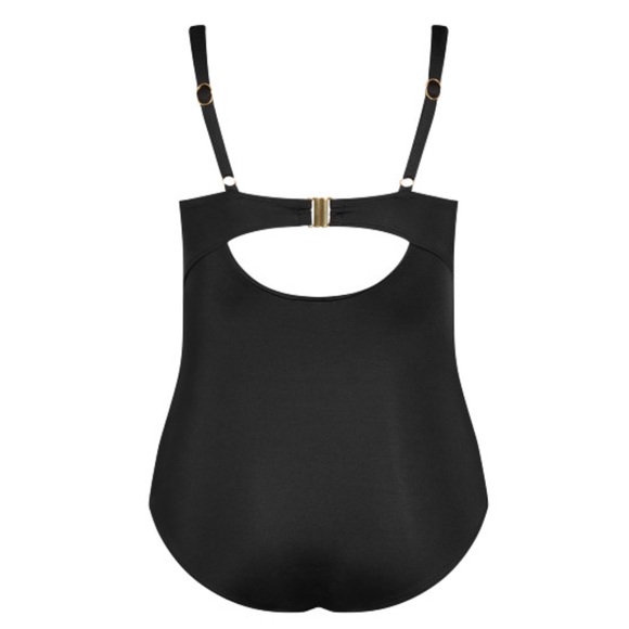 CITY CHIC Black Azores Drape 1 Piece Tank Swimsuit 3A04.9 - Picture 4 of 6